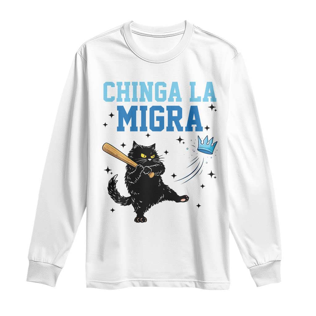 Chinga La Migra Long Sleeve Shirt Funny Protest Cat Minneapolis Support Gift TS12 White Print Your Wear