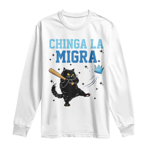 Chinga La Migra Long Sleeve Shirt Funny Protest Cat Minneapolis Support Gift TS12 White Print Your Wear