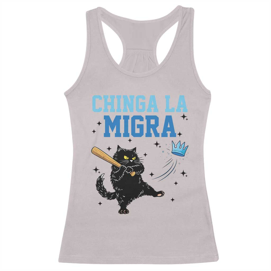 Chinga La Migra Racerback Tank Top Funny Protest Cat Minneapolis Support Gift TS12 Ice Gray Print Your Wear