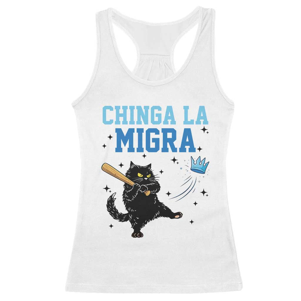 Chinga La Migra Racerback Tank Top Funny Protest Cat Minneapolis Support Gift TS12 White Print Your Wear