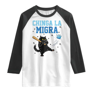 Chinga La Migra Raglan Shirt Funny Protest Cat Minneapolis Support Gift TS12 White Black Print Your Wear