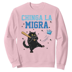 Chinga La Migra Sweatshirt Funny Protest Cat Minneapolis Support Gift TS12 Light Pink Print Your Wear