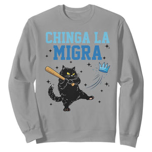 Chinga La Migra Sweatshirt Funny Protest Cat Minneapolis Support Gift TS12 Sport Gray Print Your Wear