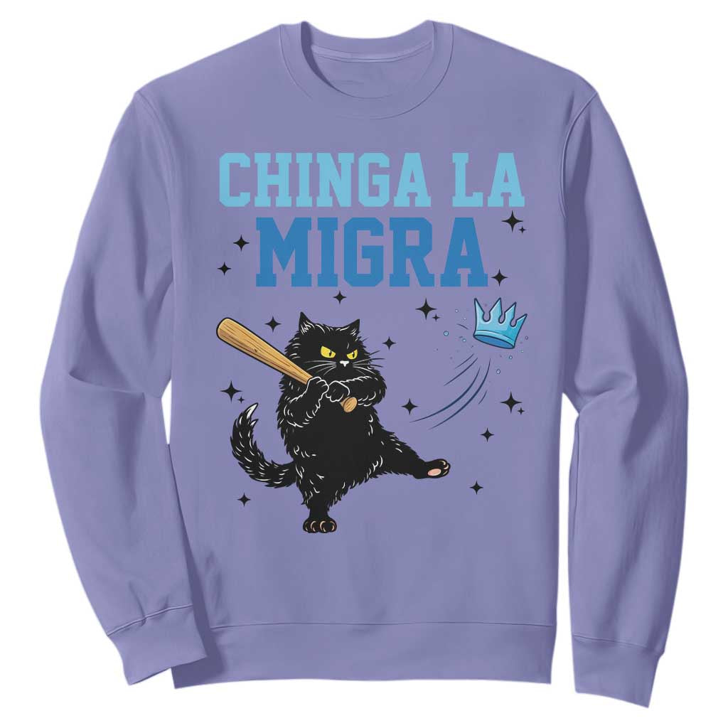 Chinga La Migra Sweatshirt Funny Protest Cat Minneapolis Support Gift TS12 Violet Print Your Wear
