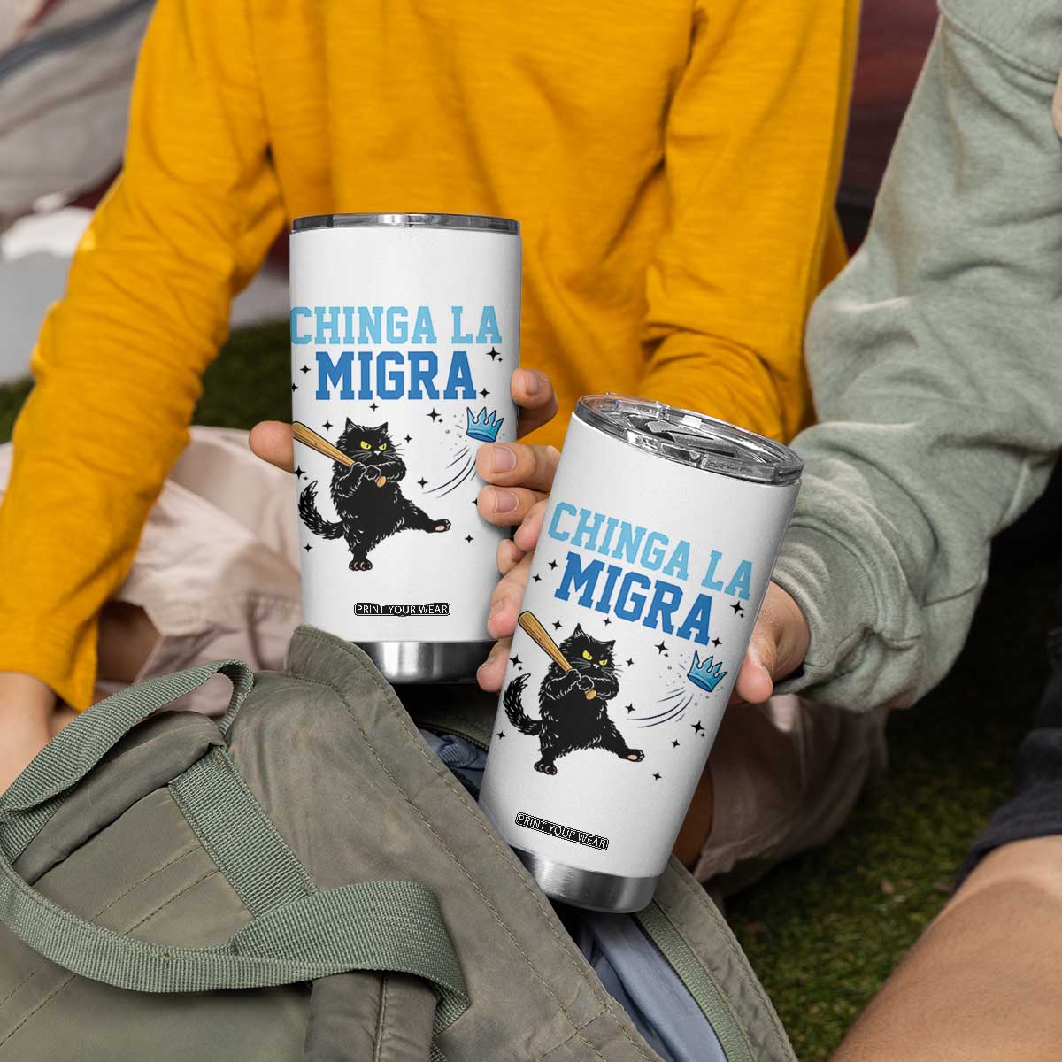 Chinga La Migra Tumbler Cup Funny Protest Cat Minneapolis Support Gift TS12 Print Your Wear