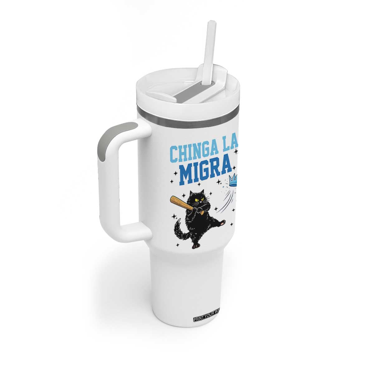 Chinga La Migra Tumbler With Handle Funny Protest Cat Minneapolis Support Gift TS12 Print Your Wear