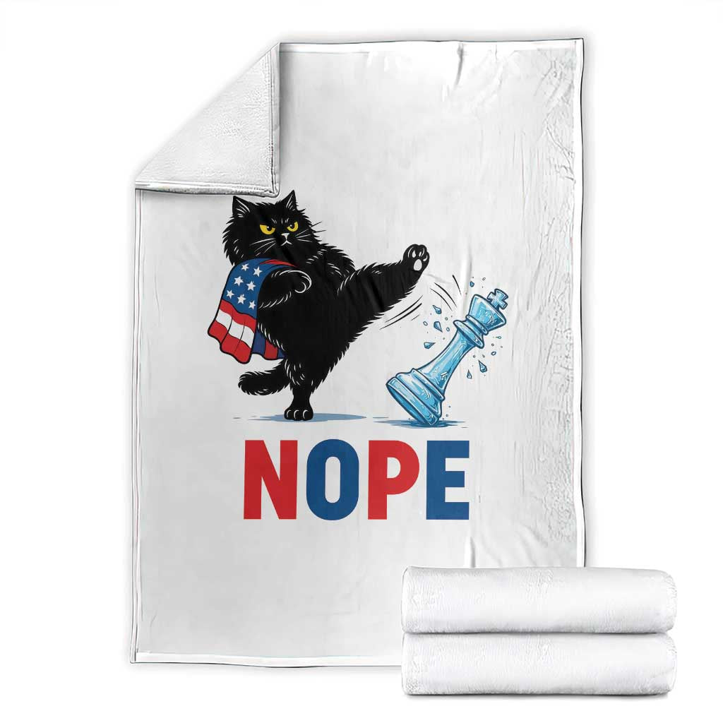 Funny Black Cat Kicks The Icy Chess Piece Nope Throw Blanket TS12 White Print Your Wear