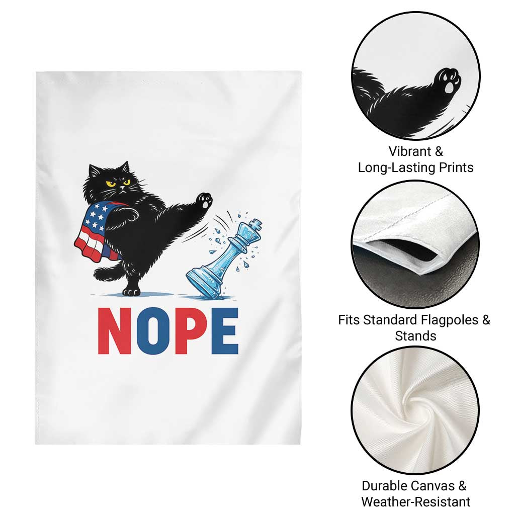 Funny Black Cat Kicks The Icy Chess Piece Nope Garden Flag TS12 Print Your Wear
