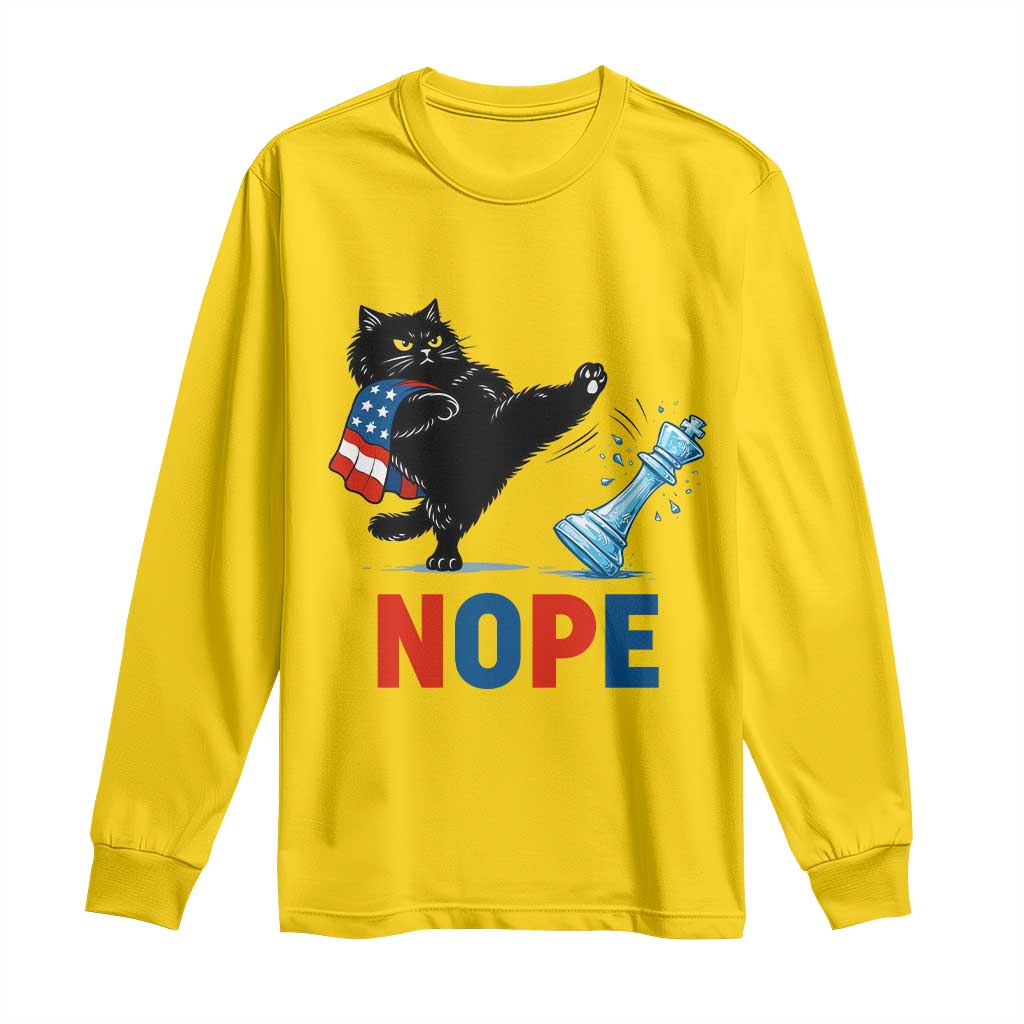 Funny Black Cat Kicks The Icy Chess Piece Nope Long Sleeve Shirt TS12 Daisy Print Your Wear