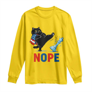 Funny Black Cat Kicks The Icy Chess Piece Nope Long Sleeve Shirt TS12 Daisy Print Your Wear