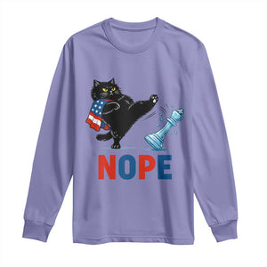 Funny Black Cat Kicks The Icy Chess Piece Nope Long Sleeve Shirt TS12 Violet Print Your Wear