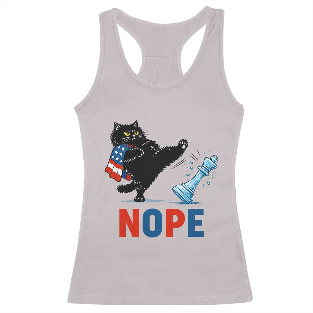 Funny Black Cat Kicks The Icy Chess Piece Nope Racerback Tank Top TS12 Ice Gray Print Your Wear