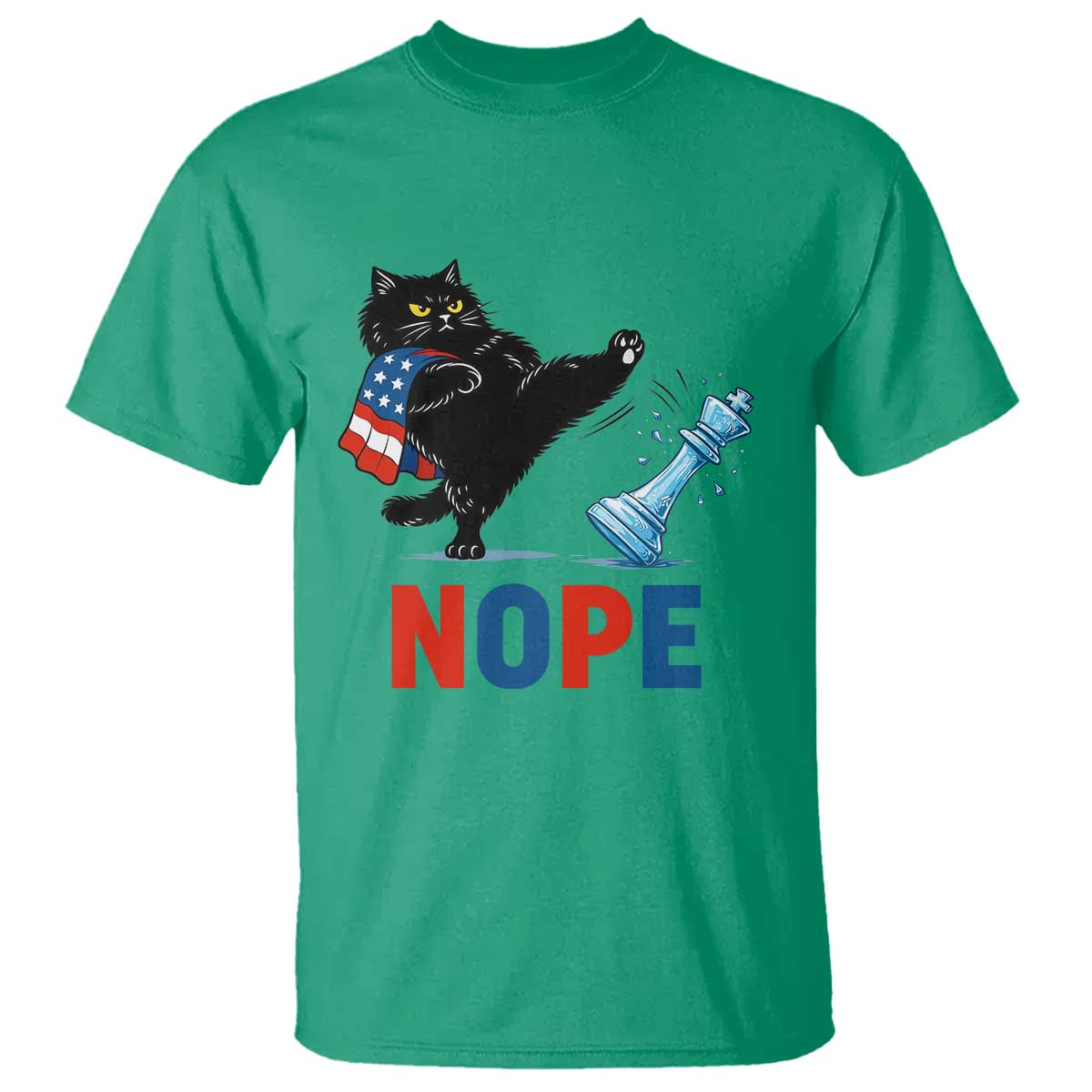 Funny Black Cat Kicks The Icy Chess Piece Nope T Shirt TS12 Irish Green Print Your Wear