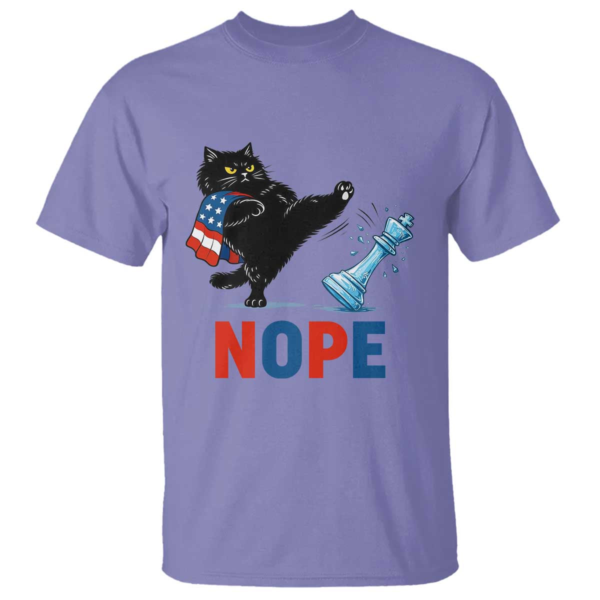Funny Black Cat Kicks The Icy Chess Piece Nope T Shirt TS12 Violet Print Your Wear