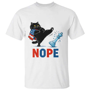 Funny Black Cat Kicks The Icy Chess Piece Nope T Shirt TS12 White Print Your Wear