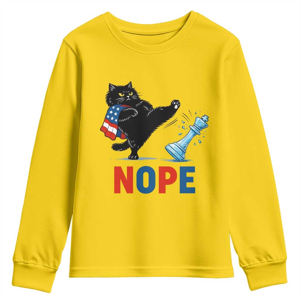 Funny Black Cat Kicks The Icy Chess Piece Nope Youth Sweatshirt TS12 Daisy Print Your Wear