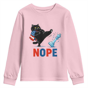 Funny Black Cat Kicks The Icy Chess Piece Nope Youth Sweatshirt TS12 Light Pink Print Your Wear