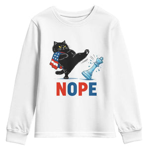 Funny Black Cat Kicks The Icy Chess Piece Nope Youth Sweatshirt TS12 White Print Your Wear