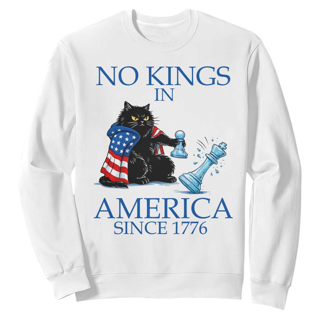 Funny Protest Chess Cat No Kings In America Sweatshirt Political Humor Gift TS12 White Print Your Wear