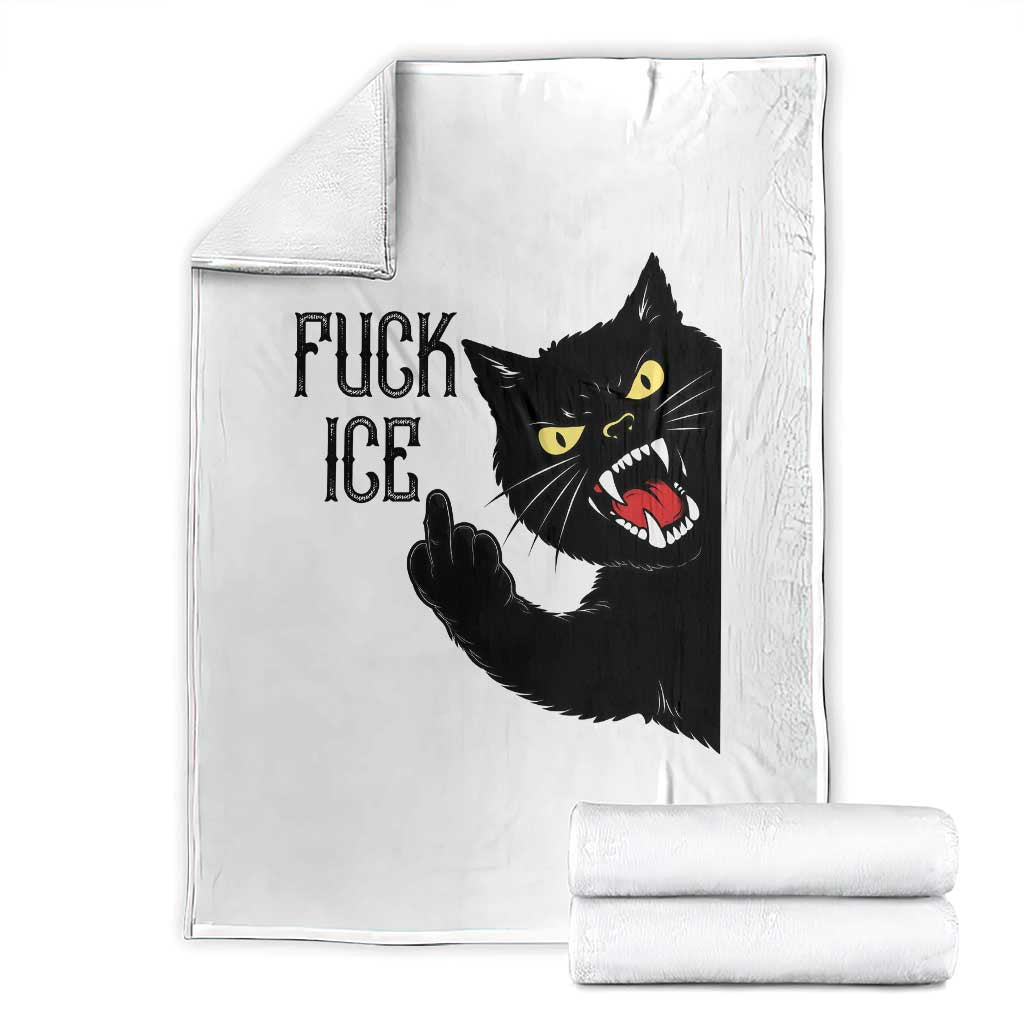 Funny Fck Ice Black Cat Throw Blanket Resist Minneapolis Political TS12 White Print Your Wear