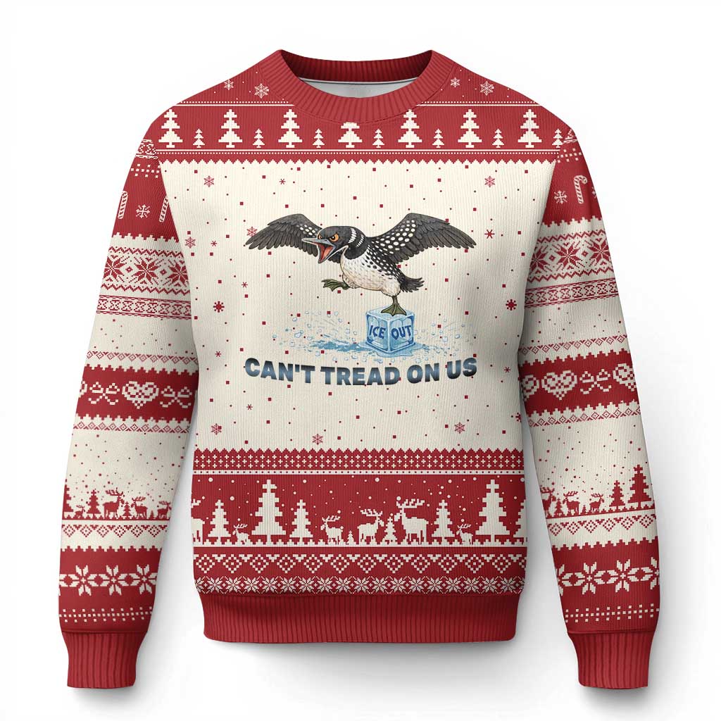 Can Not Tread On Us Minnesota Loon Ugly Christmas Sweater Anti ICE MN Protest TS12 Beige Red Print Your Wear