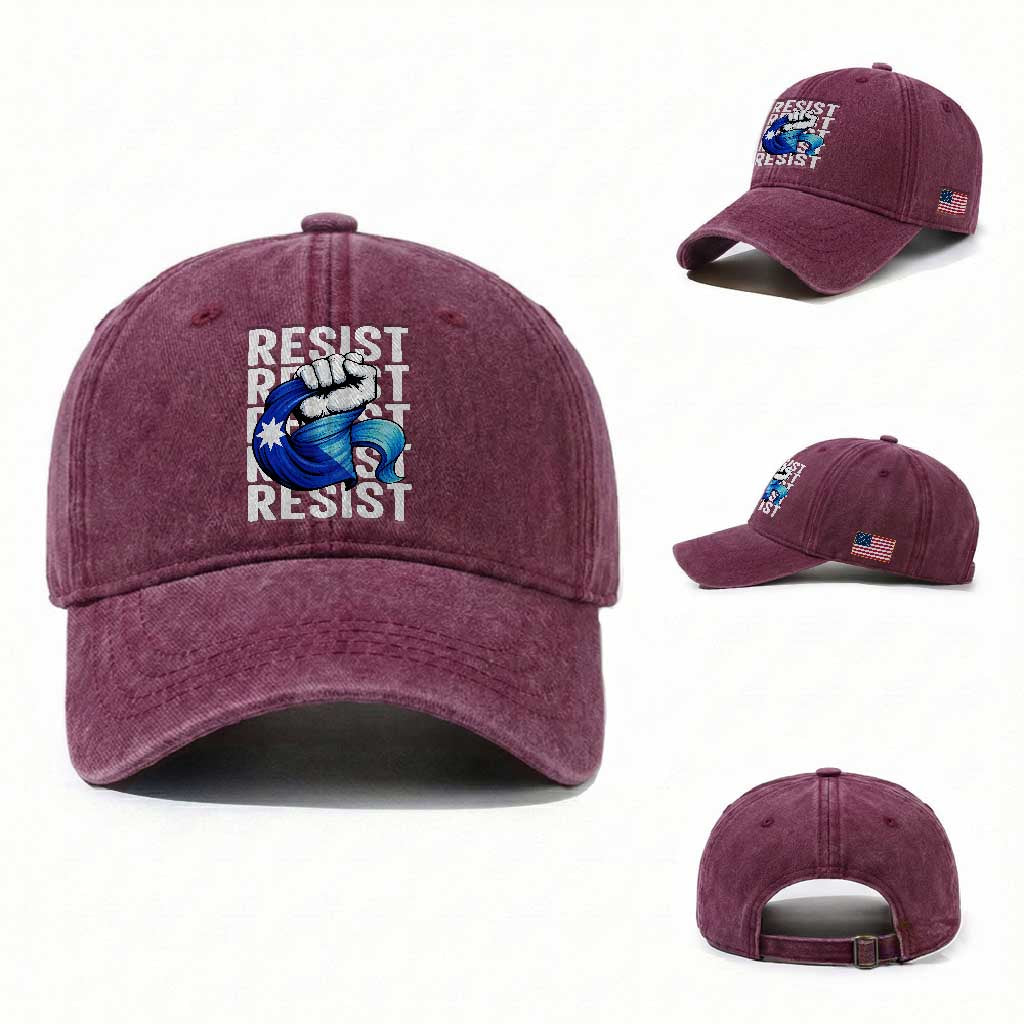 Minnesota Resist Ice Out Washed Cotton Baseball Cap Support MN Anti Ice Movement TS12 Washed Cap Universal Fit Burgundy Print Your Wear