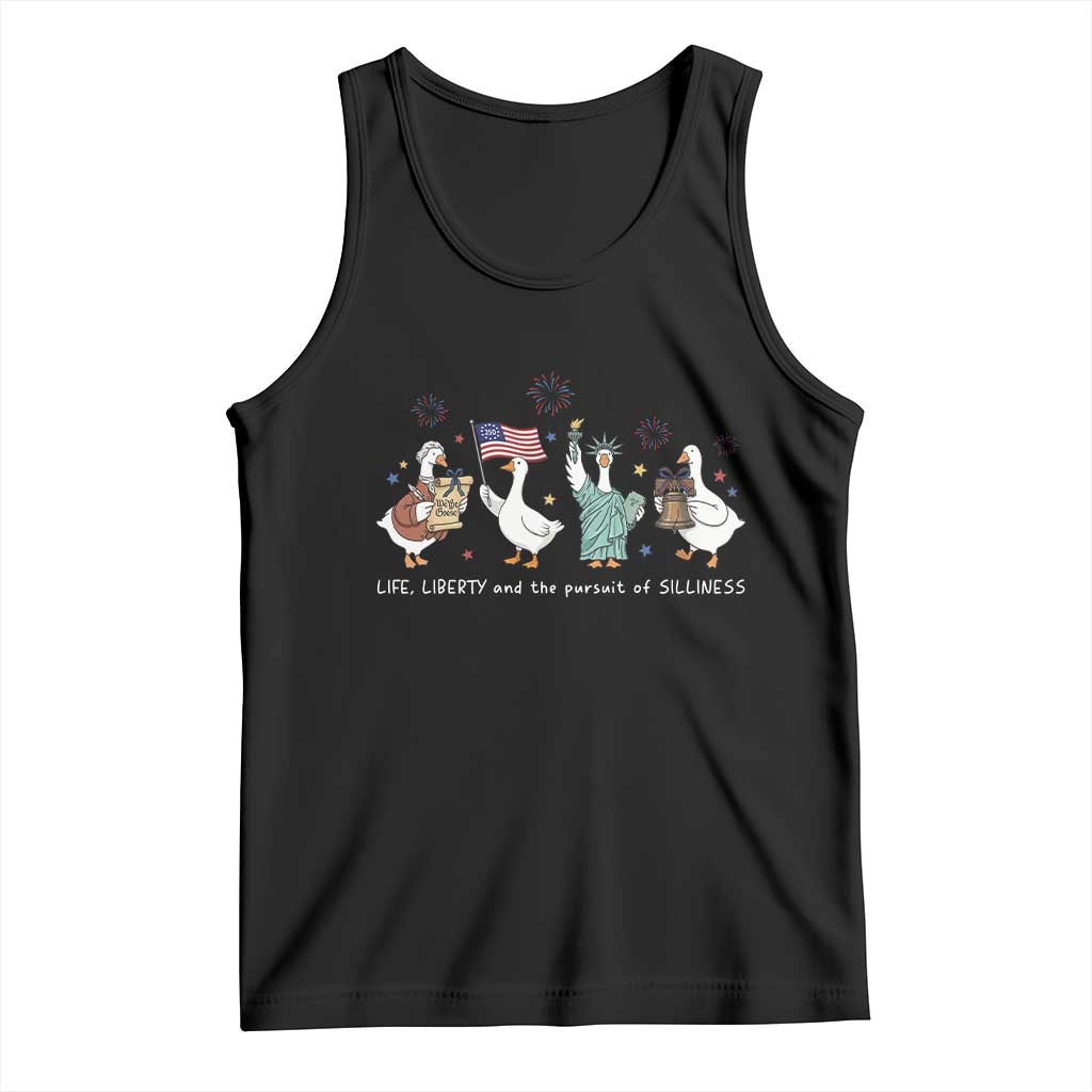 Funny Patriotic Goose Life Liberty Silliness Tank Top USA 250th Anniversary TS12 Black Print Your Wear