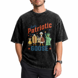 Just A Patriotic Goose Washed Cotton T-Shirt America 250th Anniversary
