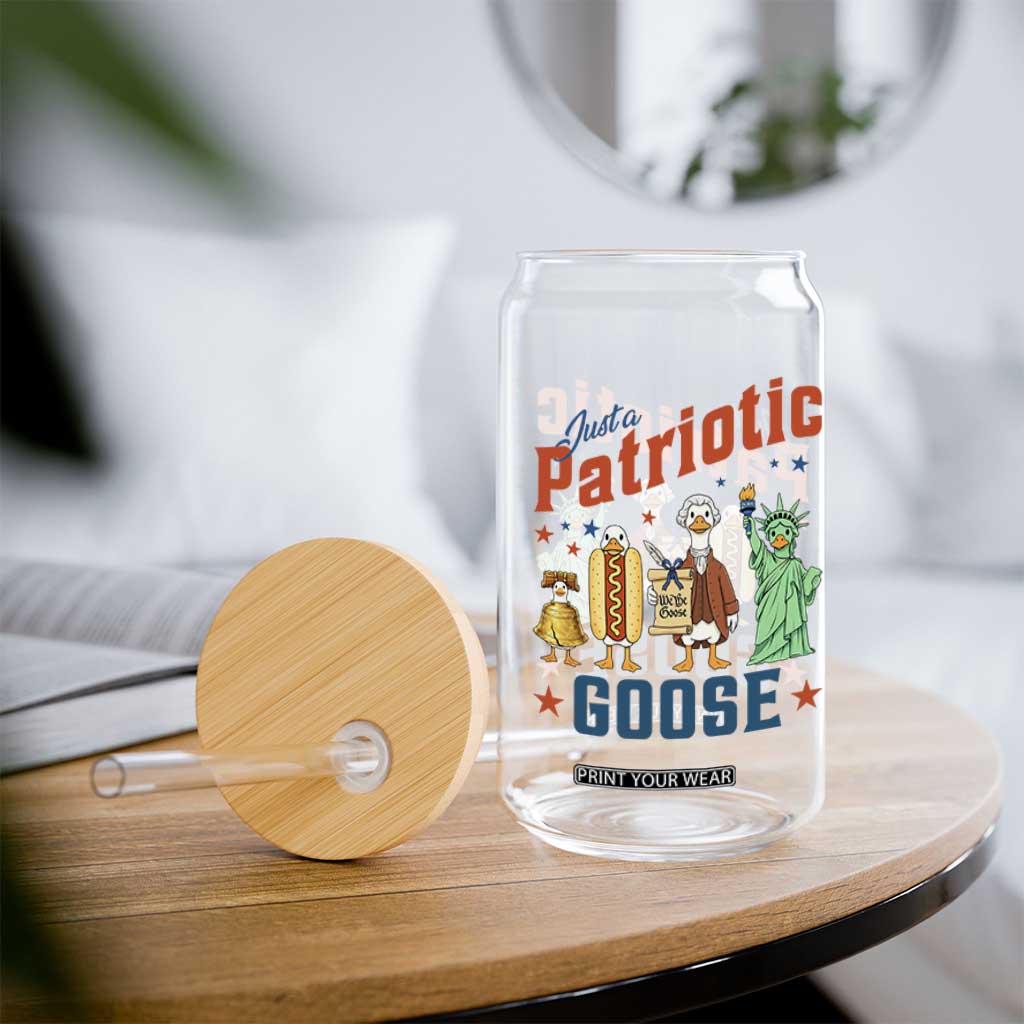 Just A Patriotic Goose Glass Can USA 250th Anniversary TS12 Print Your Wear