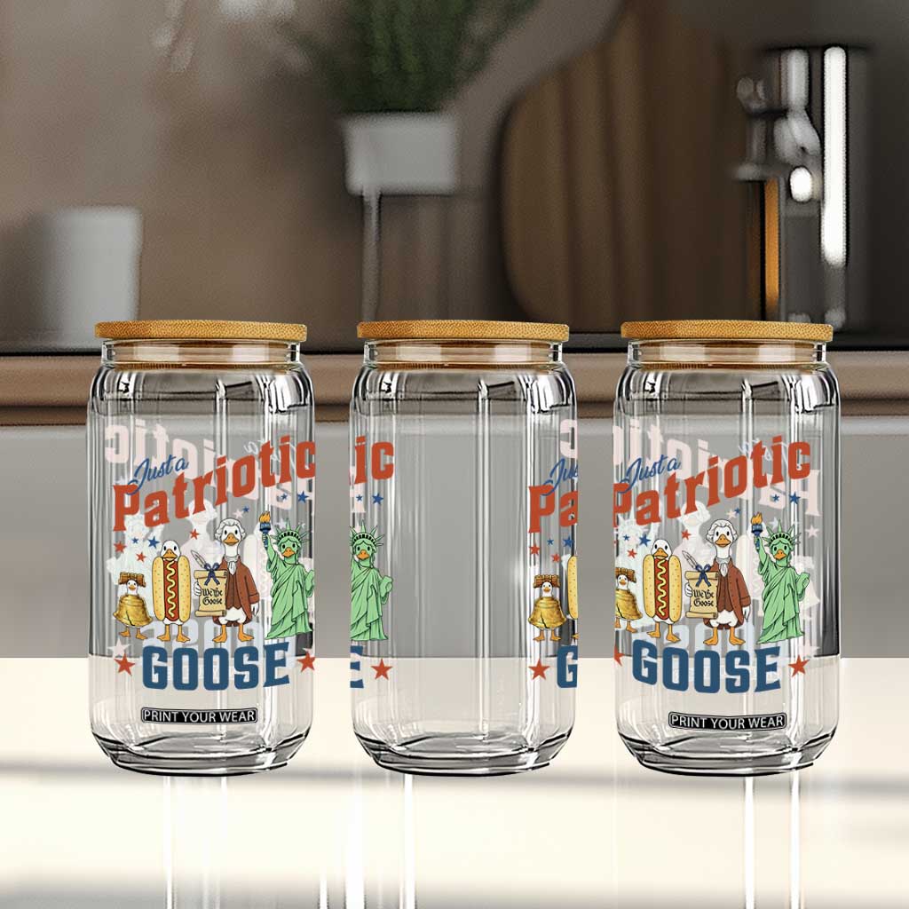 Just A Patriotic Goose Glass Can USA 250th Anniversary TS12 Print Your Wear