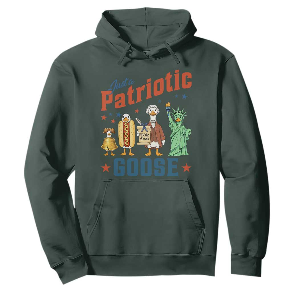Just A Patriotic Goose Hoodie USA 250th Anniversary TS12 Dark Forest Green Print Your Wear