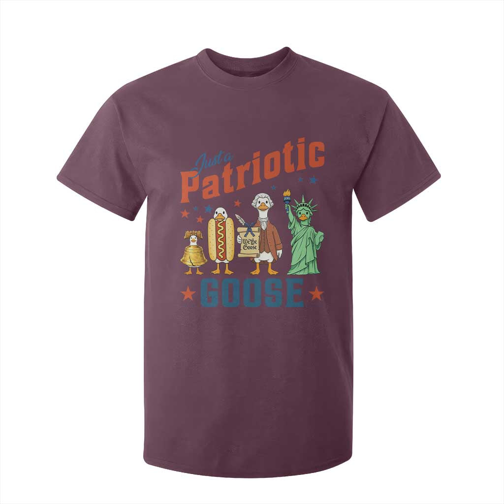 Just A Patriotic Goose T Shirt For Kid USA 250th Anniversary TS12 Maroon Print Your Wear