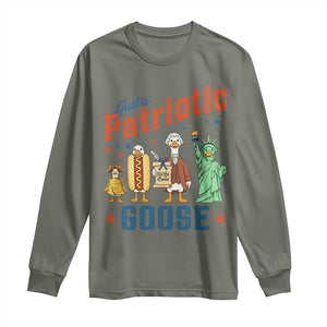 Just A Patriotic Goose Long Sleeve Shirt USA 250th Anniversary TS12 Military Green Print Your Wear