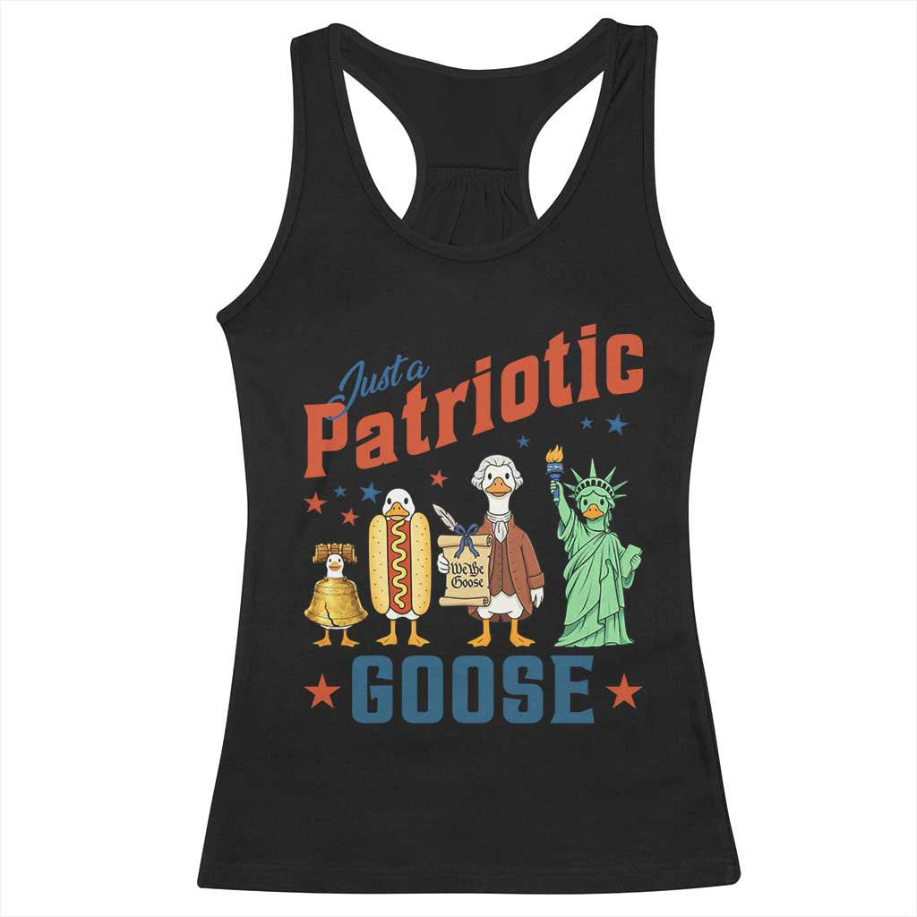 Just A Patriotic Goose Racerback Tank Top USA 250th Anniversary TS12 Black Print Your Wear
