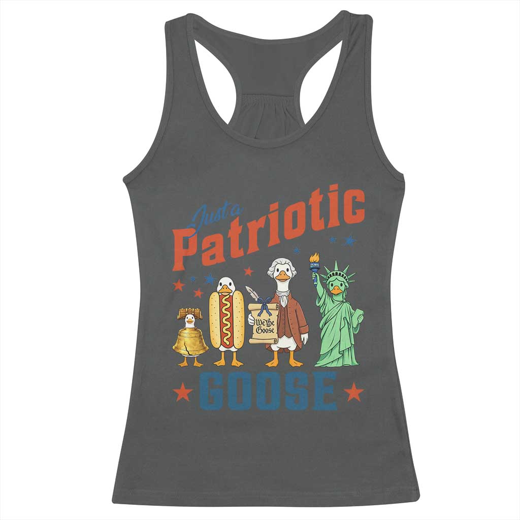 Just A Patriotic Goose Racerback Tank Top USA 250th Anniversary TS12 Dark Heather Print Your Wear