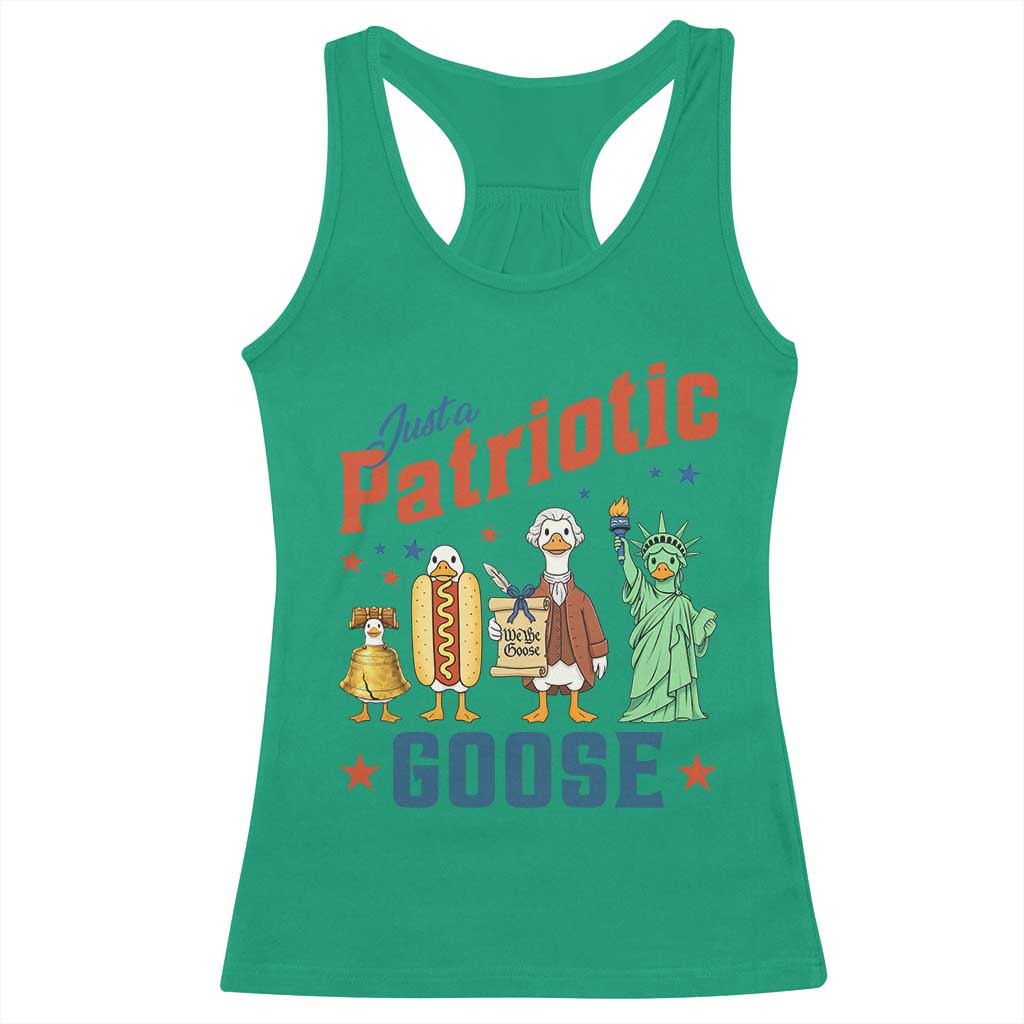 Just A Patriotic Goose Racerback Tank Top USA 250th Anniversary TS12 Irish Green Print Your Wear