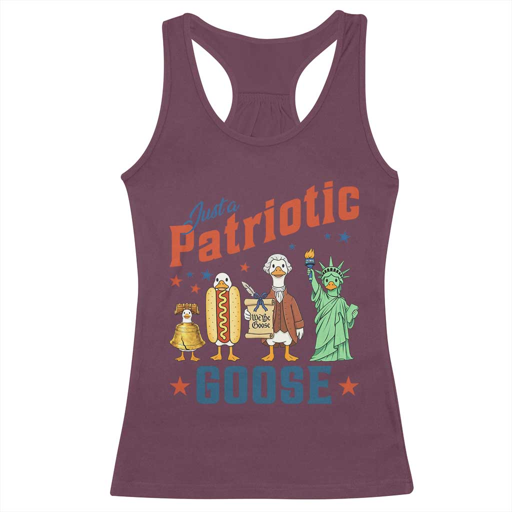 Just A Patriotic Goose Racerback Tank Top USA 250th Anniversary TS12 Maroon Print Your Wear