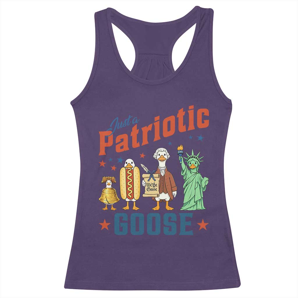 Just A Patriotic Goose Racerback Tank Top USA 250th Anniversary TS12 Purple Print Your Wear
