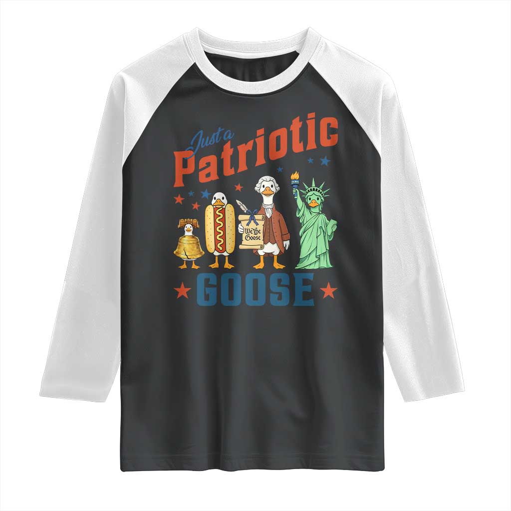Just A Patriotic Goose Raglan Shirt USA 250th Anniversary TS12 Black White Print Your Wear