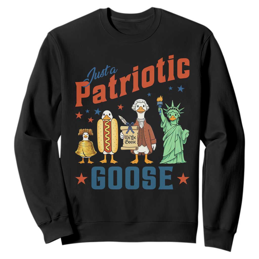 Just A Patriotic Goose Sweatshirt USA 250th Anniversary TS12 Black Print Your Wear