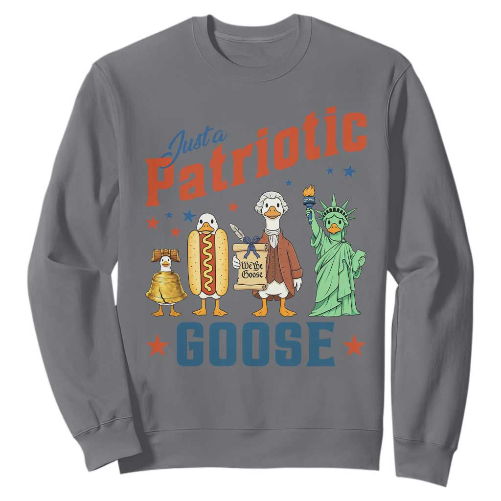 Just A Patriotic Goose Sweatshirt USA 250th Anniversary TS12 Charcoal Print Your Wear
