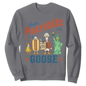 Just A Patriotic Goose Sweatshirt USA 250th Anniversary TS12 Charcoal Print Your Wear
