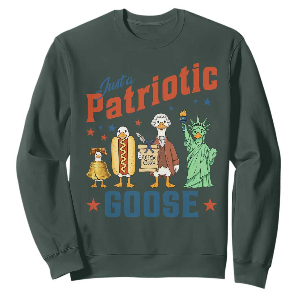 Just A Patriotic Goose Sweatshirt USA 250th Anniversary TS12 Dark Forest Green Print Your Wear