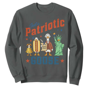 Just A Patriotic Goose Sweatshirt USA 250th Anniversary TS12 Dark Heather Print Your Wear