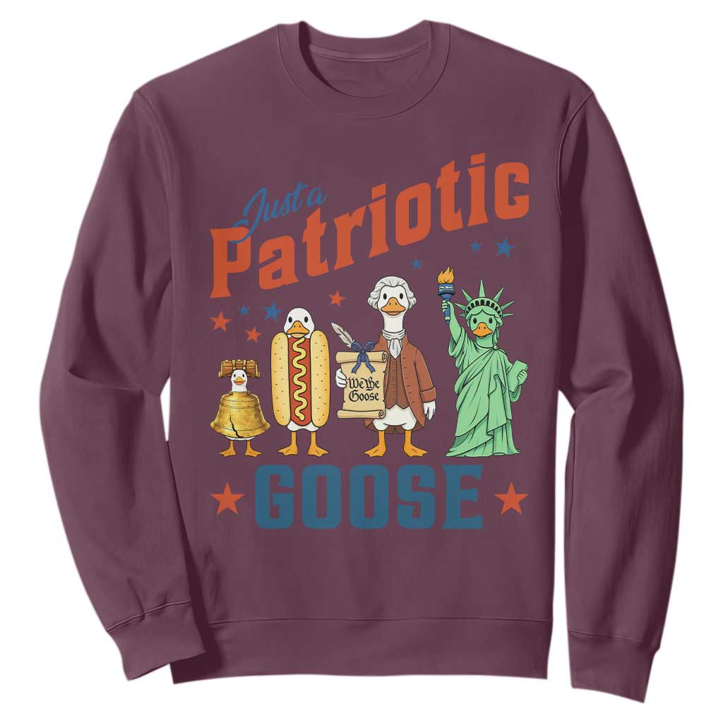 Just A Patriotic Goose Sweatshirt USA 250th Anniversary TS12 Maroon Print Your Wear