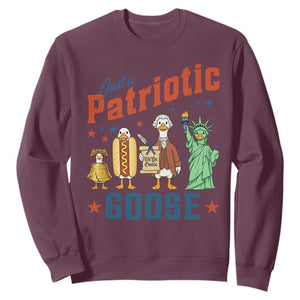 Just A Patriotic Goose Sweatshirt USA 250th Anniversary TS12 Maroon Print Your Wear