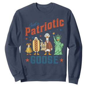 Just A Patriotic Goose Sweatshirt USA 250th Anniversary TS12 Navy Print Your Wear