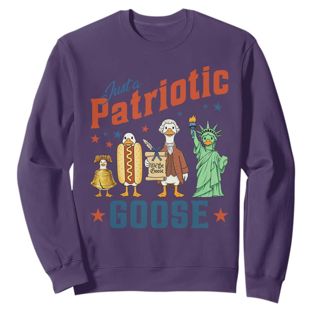 Just A Patriotic Goose Sweatshirt USA 250th Anniversary TS12 Purple Print Your Wear