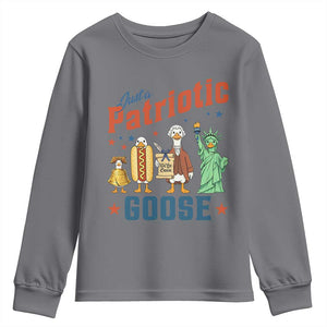 Just A Patriotic Goose Youth Sweatshirt USA 250th Anniversary TS12 Charcoal Print Your Wear
