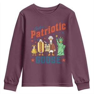 Just A Patriotic Goose Youth Sweatshirt USA 250th Anniversary TS12 Maroon Print Your Wear